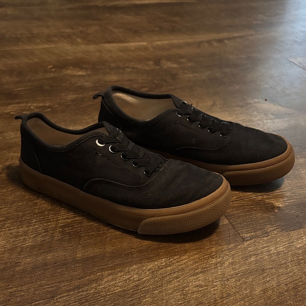 Old Navy Black Canvas Sneakers with Brown Sole